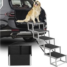 5 Step Dog Stairs for Large Dogs Foldable Pet Ramp Non-Slip Surface 230lbs
