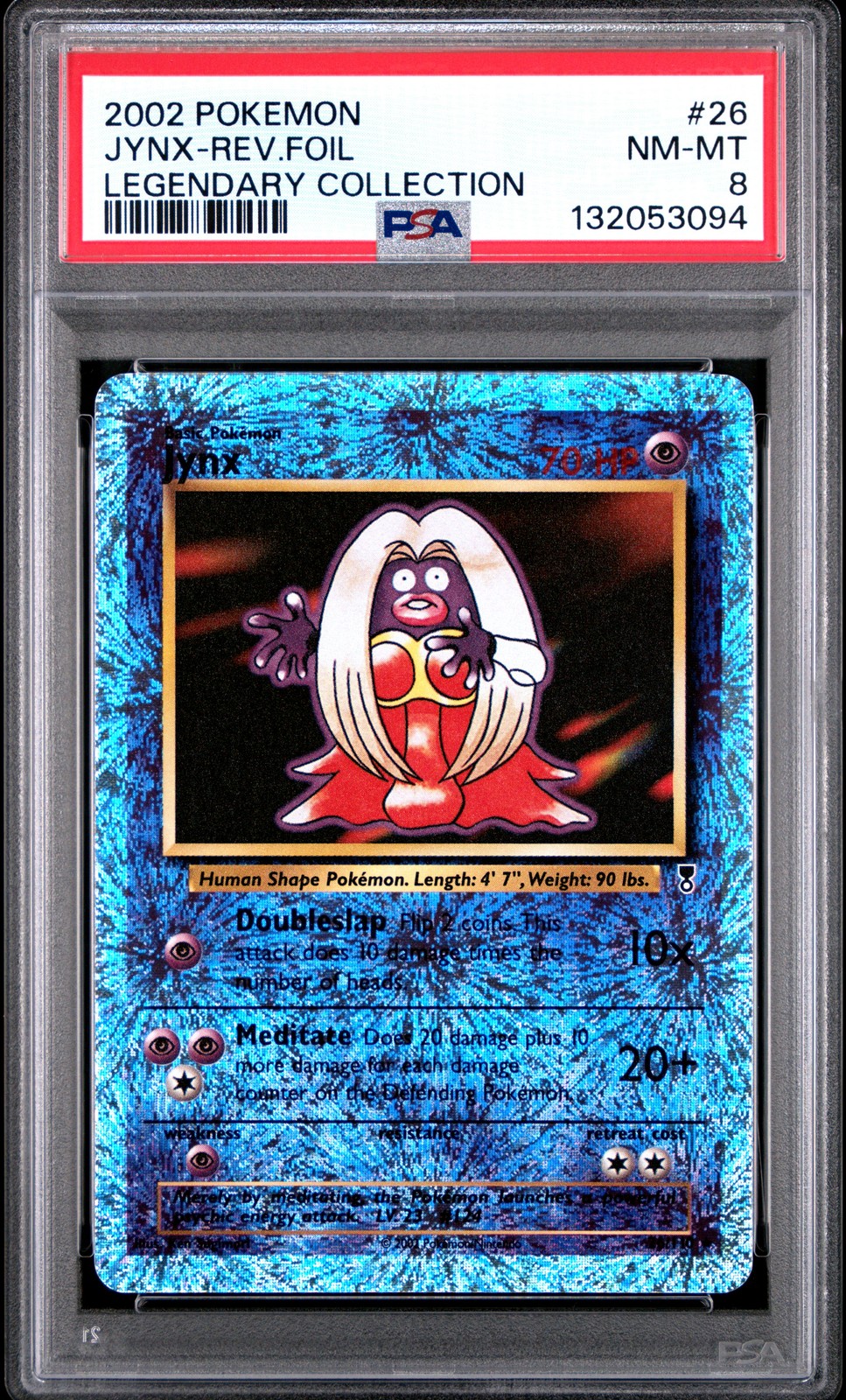 2002 POKEMON LEGENDARY COLLECTION #26 JYNX-REVERSE FOIL PSA 8