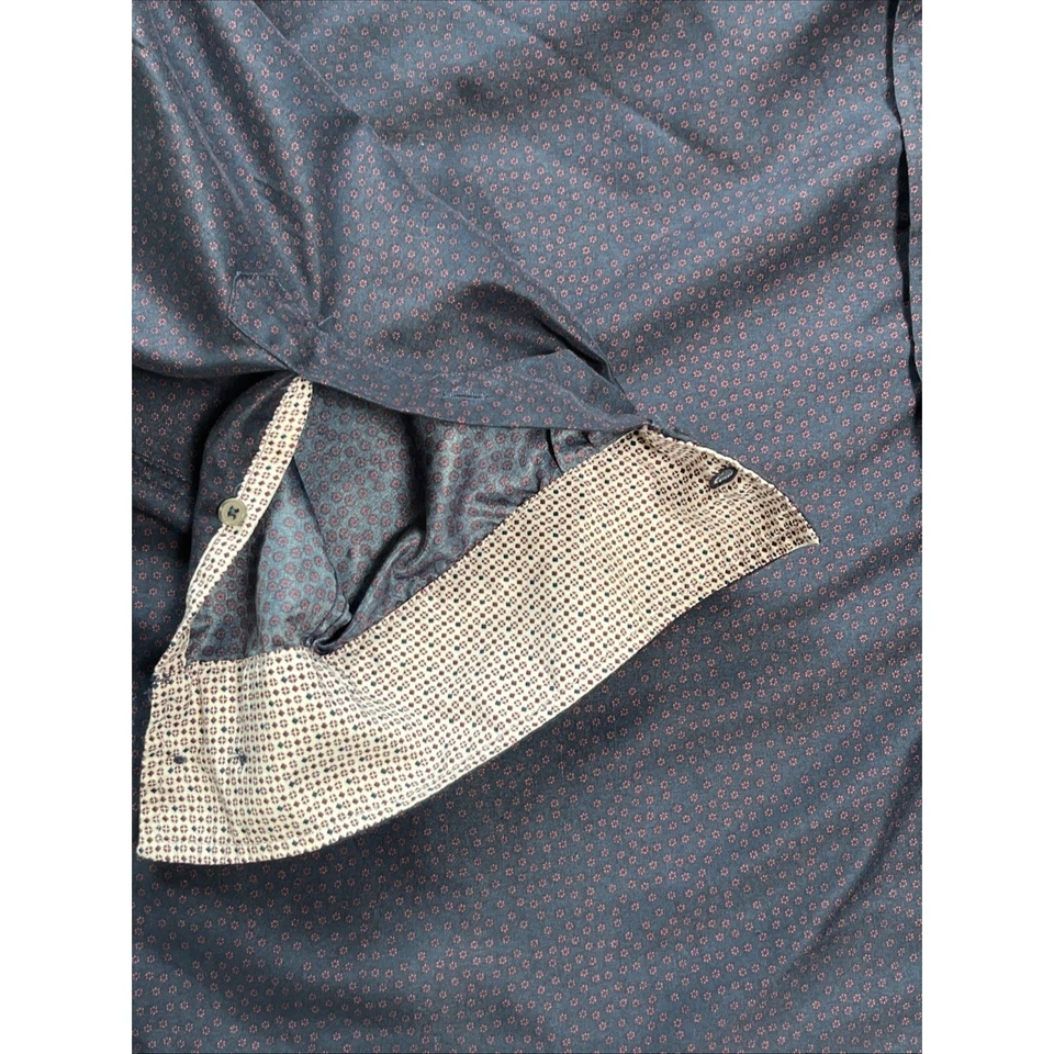 International Report Mens XXL Button Down Shirt Navy Red Micro Dot Long Sleeve - Image 3 of 4