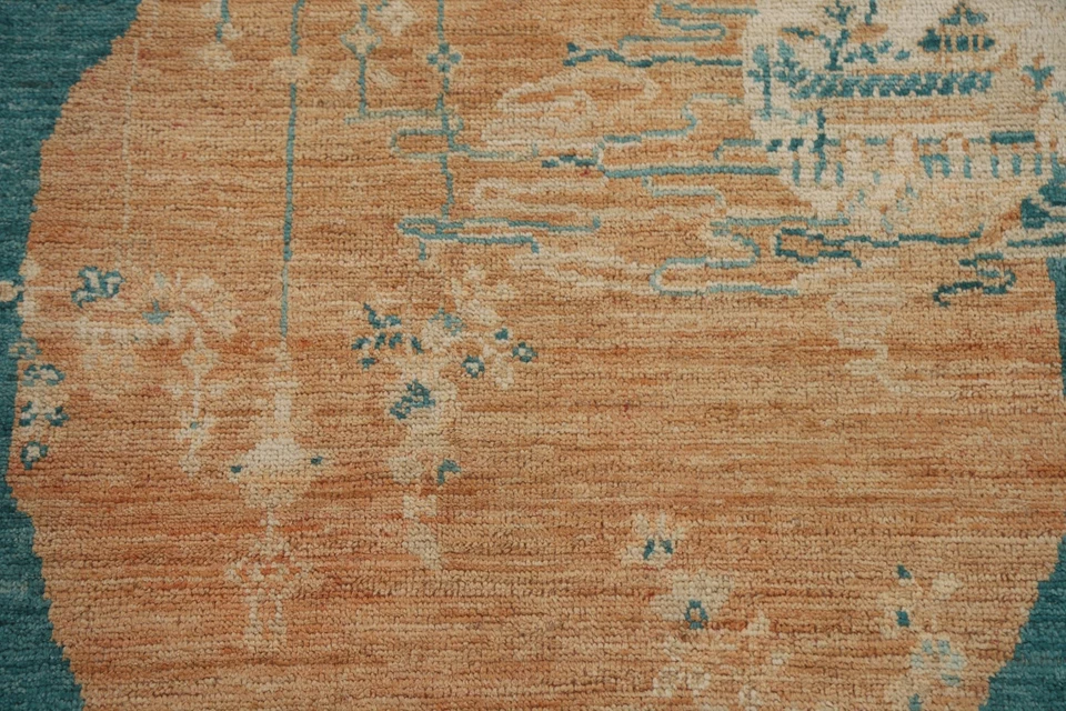 Vegetable Dye Unique Oushak Turkish Accent Rug 3x4 Ft Transitional Wool Carpet - Image 4 of 4