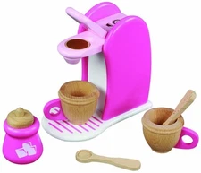 KIDS WOODEN K CUP COFFEE MAKER TOY PLAY KITCHEN SET BY MAXIM ENTERPRISES 3+ PINK