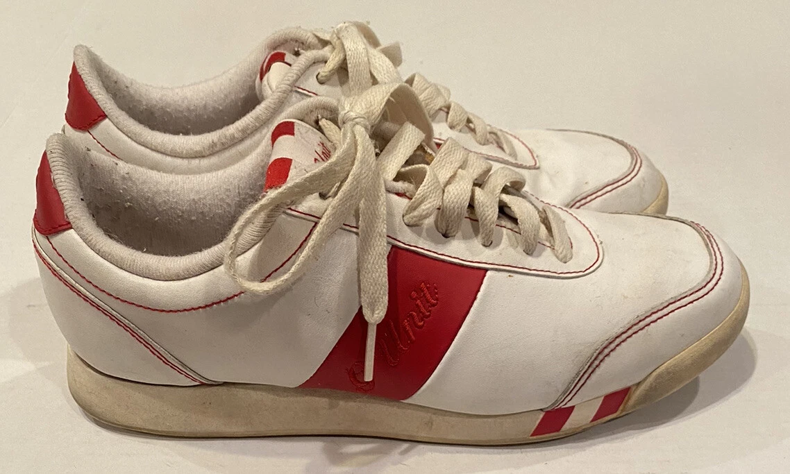 Red and white trainers top womens