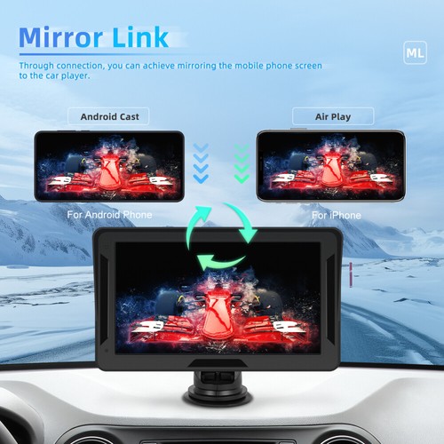 7" Portable Apple CarPlay Android Auto Car Stereo Radio Bluetooth Touch Screen - Picture 10 of 24