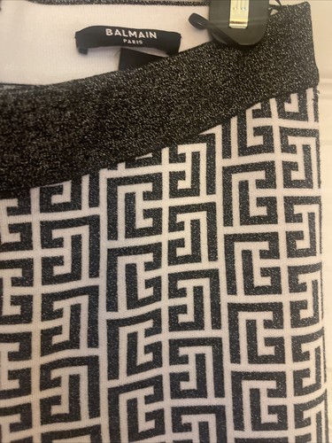 Balmain Leggings mit Monogramm-Print High-Waist Glitzer 42/10 - Bild 7 von 11