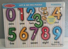 Melissa  Doug Lift  See Peg Numbers Puzzle Ages 2 , NEW
