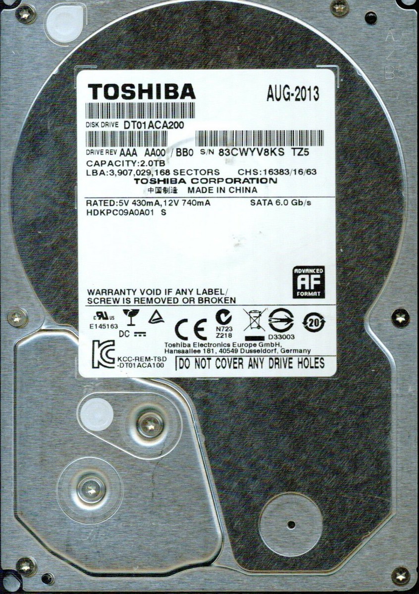 DT01ACA200, AAA AA00/BB0 TOSHIBA SATA 2TB | eBay
