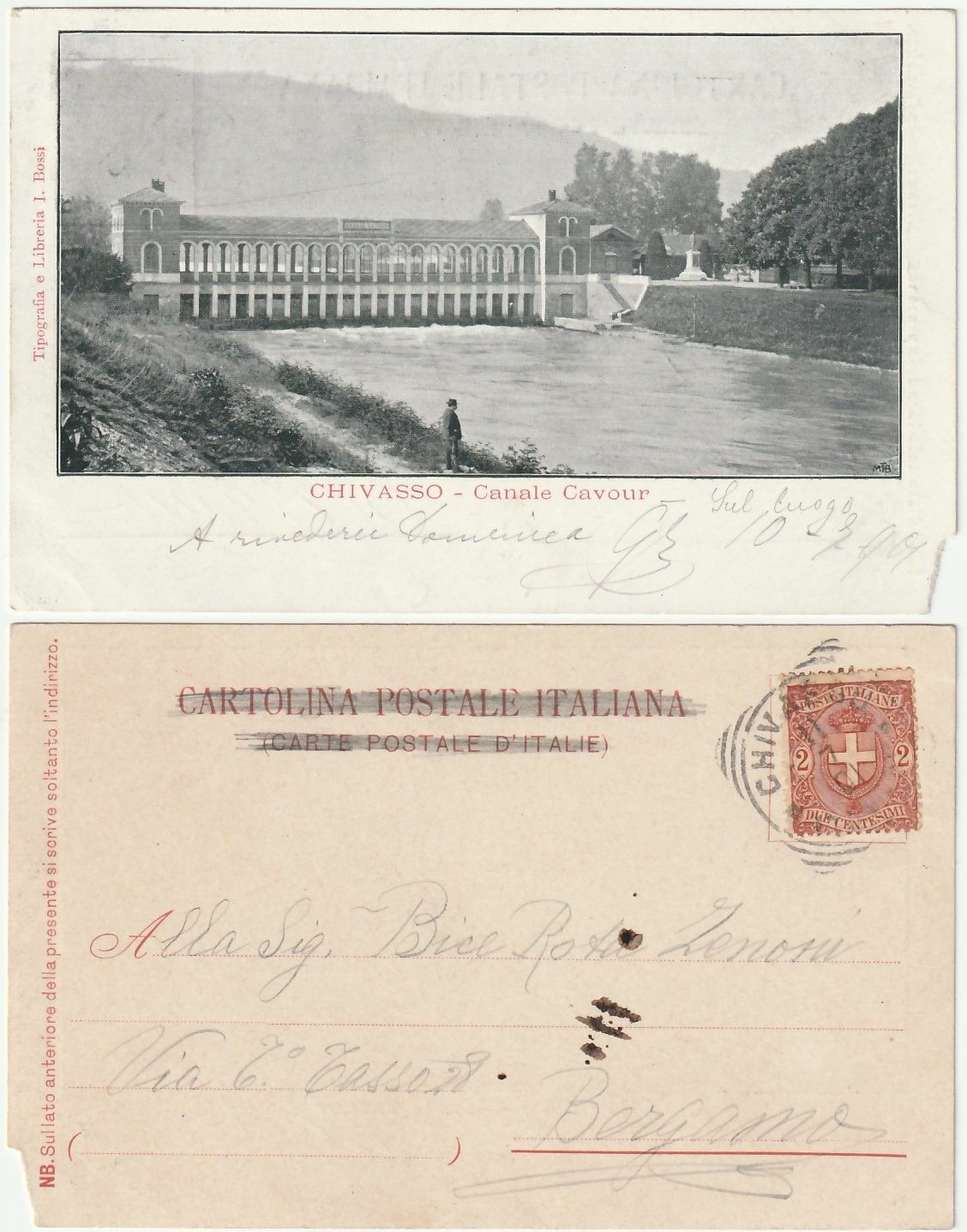 CHIVASSO - TORINO - CANALE CAVOUR - VIAGG. 1901 -43234-