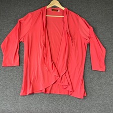 Bob Mackie Wearable Art Open Front Cardigan Womens Plus 2X Salmon Pink Jersey