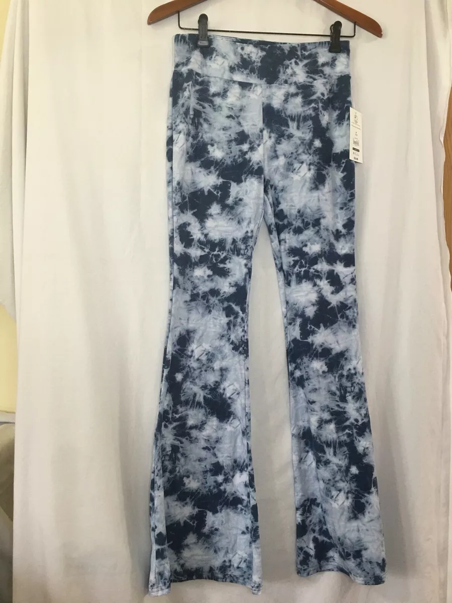 New No Boundaries Blue Tie Dye Knit Flare Pants Juniors Women Many