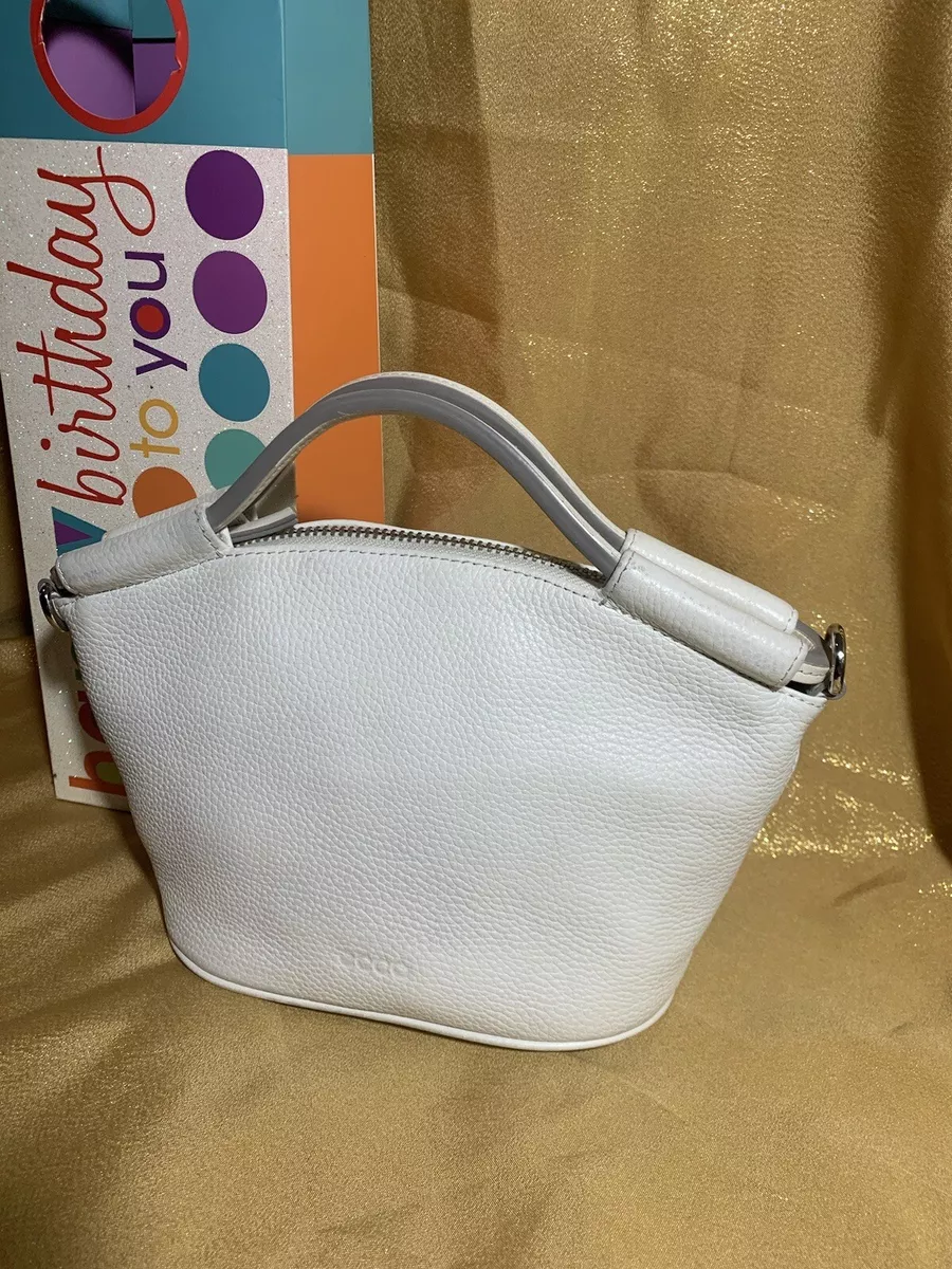 ECCO White Small Pebbled Leather Doctors Handbag Purse