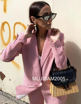 zara pink gingham suit