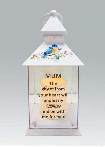 Memorial Light Up Lantern - Bird Floral Candle Graveside Memory Remembrance - Picture 5 of 14