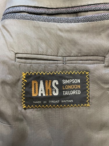 CHAQUETA/BLAZER TRAJE DAKS VINTAGE PURA LANA NUEVA A RAYAS GRIS TALLA 40R EC (0007) - Imagen 6 de 7