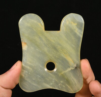 Rare Natural Xiu Jade Hand Carving Beauty Device Scraping Plate Pendant Amulet