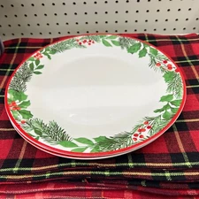 2-Plate Royal Norfolk Christmas Holly Wreath Dinner 10.5"-Brand New-SHIP N 24 HR