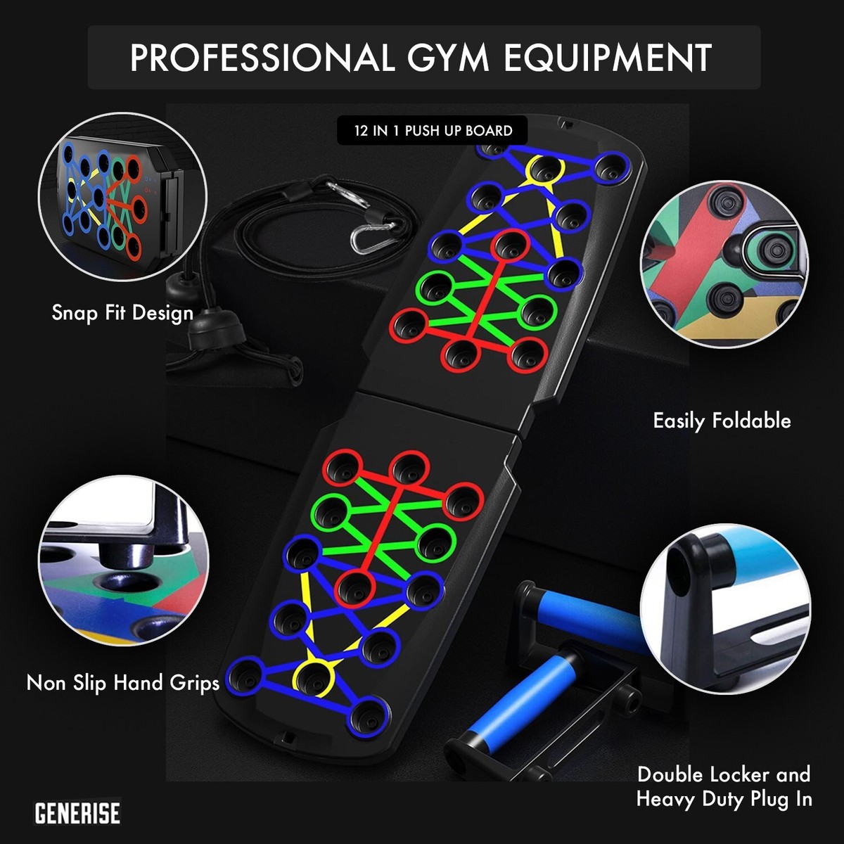 Push Up Board 12in1 Chest Back Triceps Portable Folding Exercise