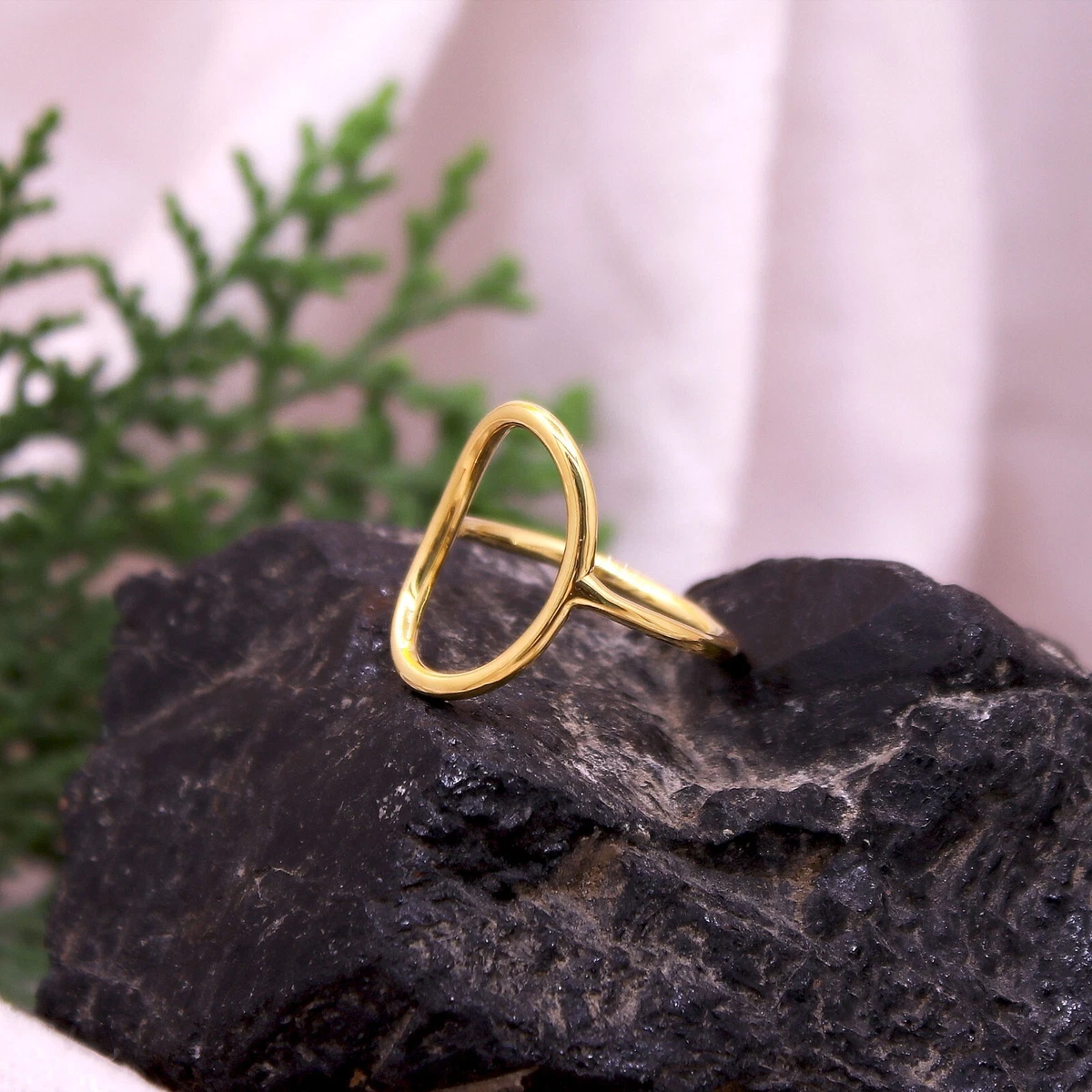 Geometric Minimalist Irregular Hollow Ellipse Ring 925 Sterling