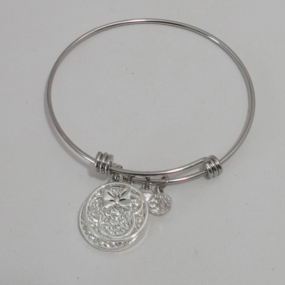 Pulsera expandible de cristal pavé brillante Disney Minnie Mouse placa de plata Foto 4 de 4