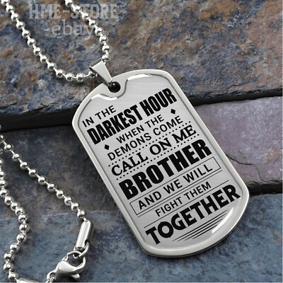 Call On Me Brother Dog Tag Necklace Chain Inspirational Gift For Brother Friends