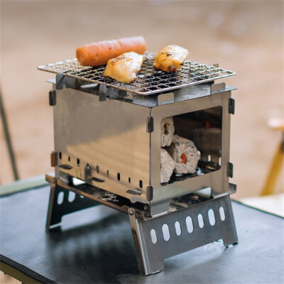 Folding Wood Burning Stove Outdoor Camping Furnace Cooking Picnic Stove