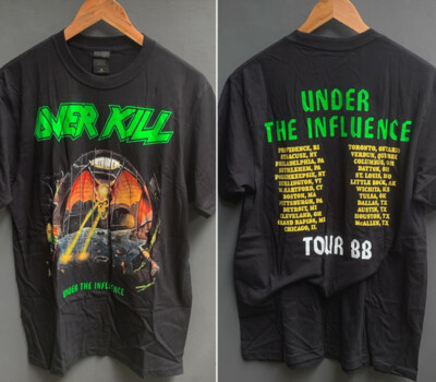 Overkill band Under The Influence Tour 88 basic black Reprint T shirt NH13172
