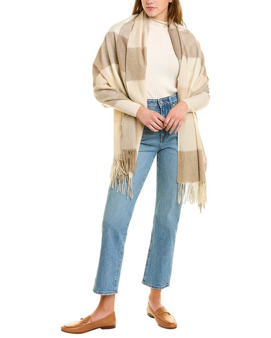 Женская накидка из кашемира в клетку In2 By Incashmere бежевого цвета