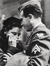 1941/66 Vintage ALFRED EISENSTAED Military Penn Station Couple Farewell Photo