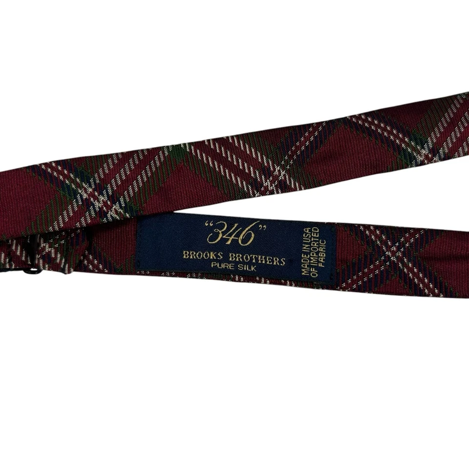 Pajarita ajustable Brooks Brothers 346 pura seda roja verde azul marino a cuadros Foto 3 de 4