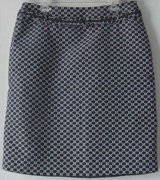 Colorado SKIRT Black & White lined Waist belt Corporate casual 36W ~ Women sz 14
