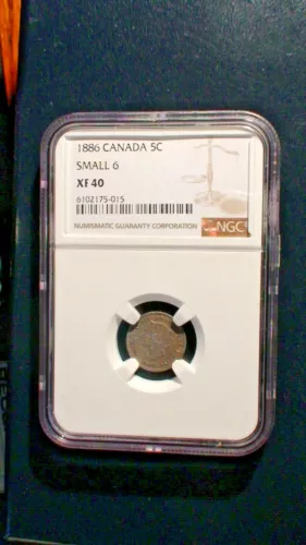 1886 Canada Five Cents NGC XF40 SMALL 6 SILVER 5C Coin PRICED TO SELL NOW!