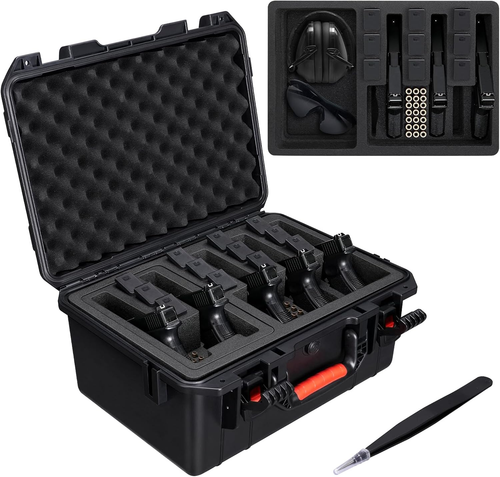 Gun Case for Handguns, 18" Pistol Case Holds 5 Handguns & 12 Magazines & 31 Bull - Picture 8 of 12