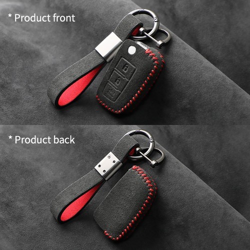 Full Suede Covered Key Fob Remote Protector Holder Cover Case For Nissan C - Picture 2 of 9