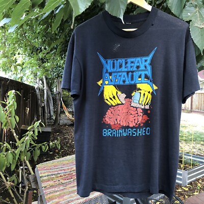 当時物 デスメタル SINISTER 半袖Tシャツ Neuclear Blast Rare Vintage Nuclear Assault Metal Band T Shirt Brainwashed Rock