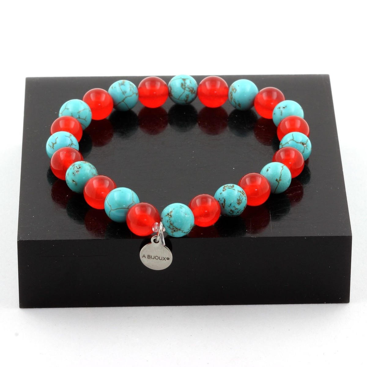 STONE BEAD BRACELET 8 MM TURQUOISE STONE BEAD BRACELET 8 MM TURQUOISE