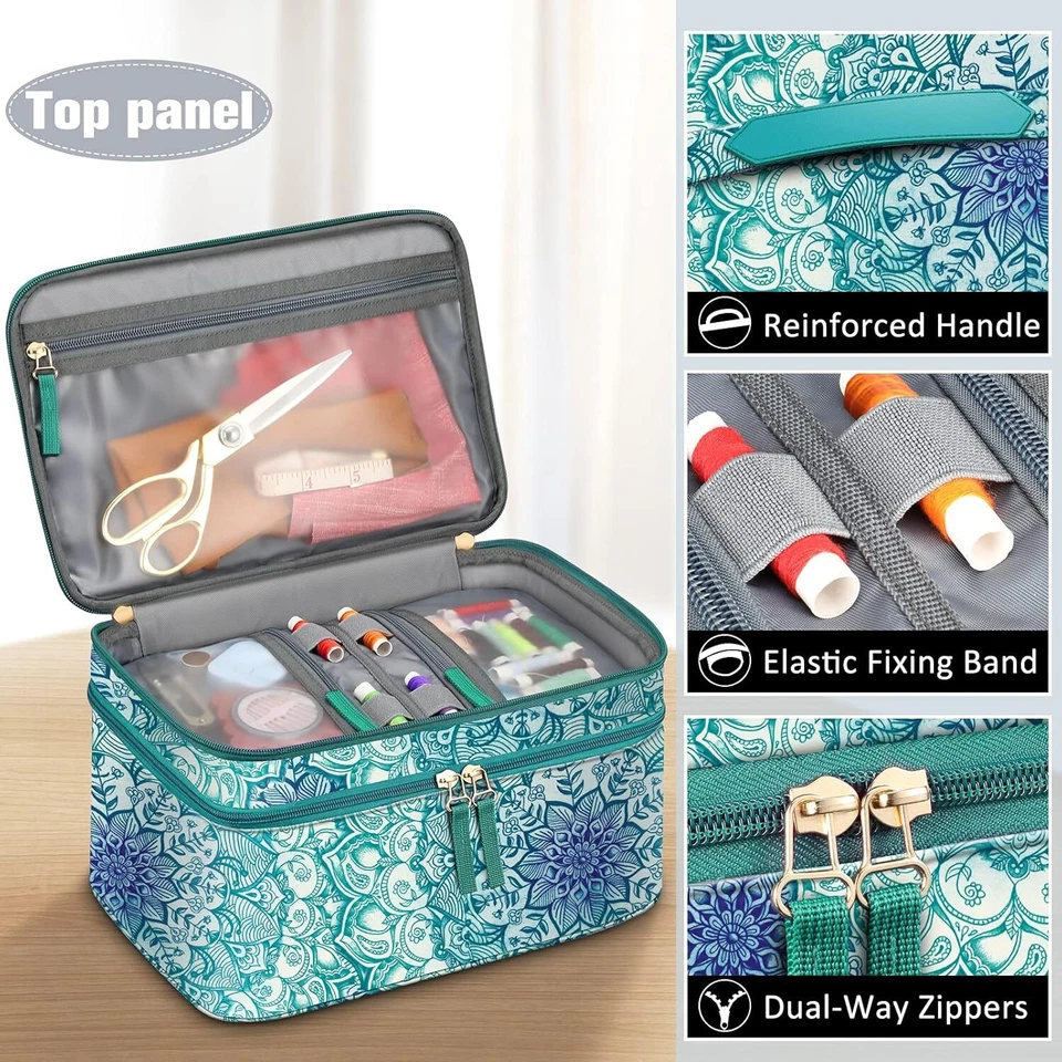 Double-Layer Sewing Kits Carrying Bag Sewing Accessories Storage Organizer Case - Image 2 of 4