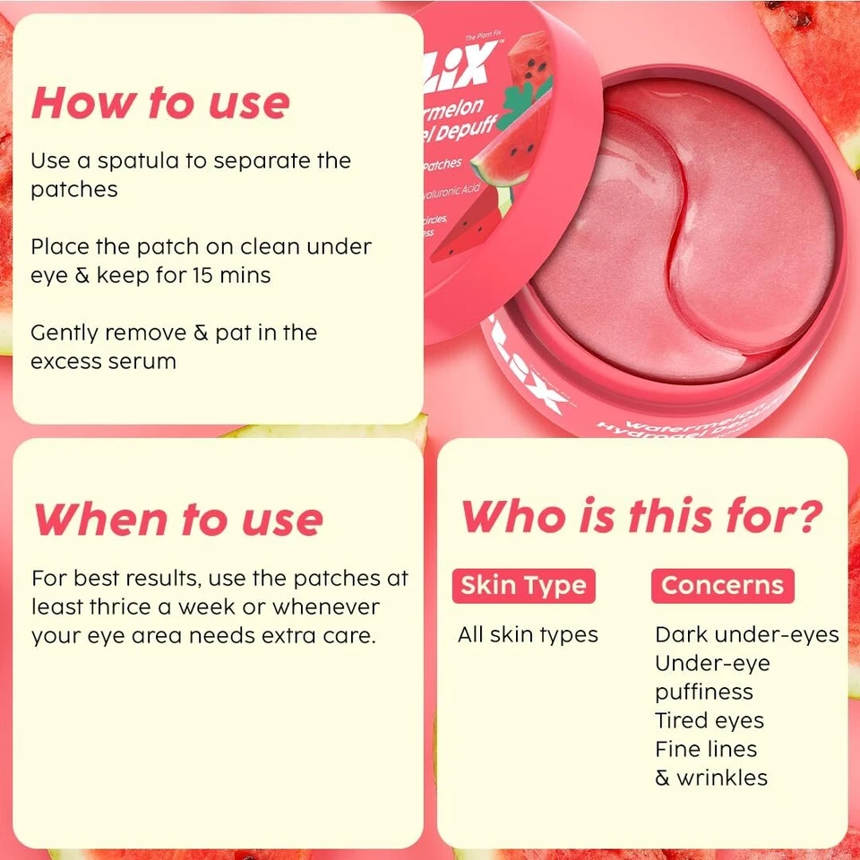 PLIX - THE PLANT FIX Watermelon Hydrogel Under Eye Patches for Dark Circles - Image 3 of 4
