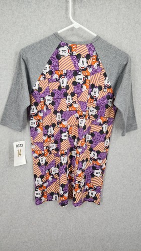 NEW Lularoe Disney Mickey Sloan Size 14 Mickey Mouse Purple Gray Sleeve - Picture 6 of 6