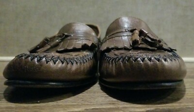 Gran Emyco brown leather woven loafers Men\'s Size 8 1/2 Gran Emyco Loafers Brown Leather Apron Pinch Almond Toe Slip  main image 4