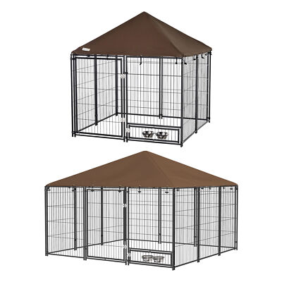#ad #ad Outdoor Dog House Kennel with Canopy Top amp; Secure Lock Rotating Bowl Holder $159.99