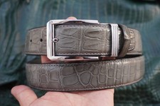 Gray Real Croco LEATHER Skin Men's Belt - W 1.5 inch