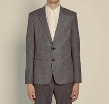 SAINT LAURENT Paris Men  s Wool-Mohair Tailored Blazer Jacket Grey 50 EU / 40 US
