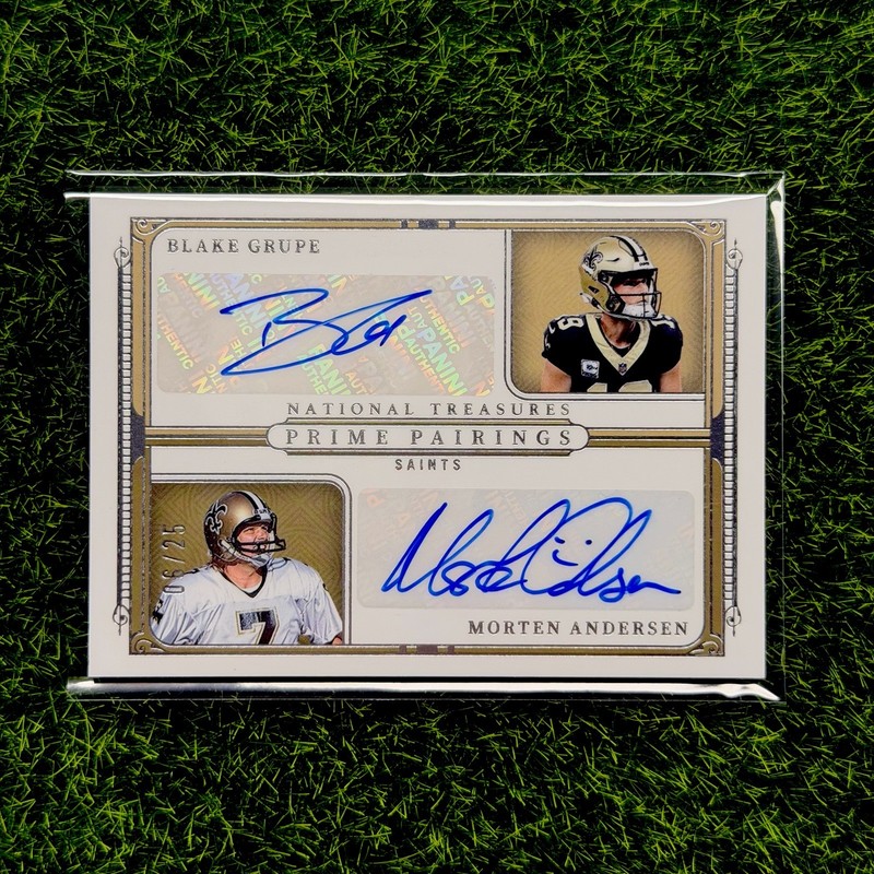 2025 National Treasures Blake Grupe Morten Andersen Prime Pairings Auto #/25