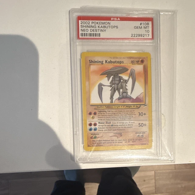 PSA 10 2002 Pokemon TCG Neo Destiny Shining Kabutops #108 Holo Secret Rare