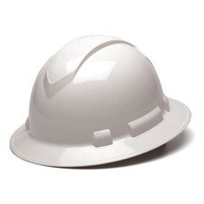 Pyramex Full Brim Hard Hat 4 Point Ratchet White