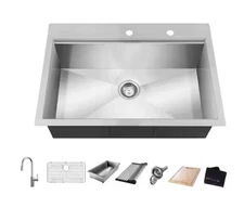 Glacier Bay 30" Drop-In Single Bowl Stainless Steel Kitchen Sink with Faucet