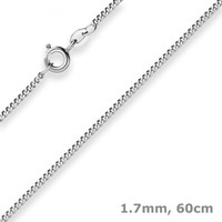 1,7Mm Panzerkette Silberkette Collier Halskette Aus 925 Silber Rhodiniert 60Cm