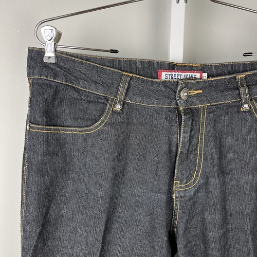 Street Jeans Denim Jeans Womens 12 Black Gold Embroidered Heart Embellished Y2K - Picture 4 of 7