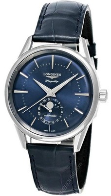 Longines Flagship Heritage Moonphase 38.5mm Blue Leather Watch L4.815.4.92.2
