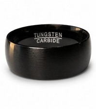 Tungsten Wedding Band Black Matte Brushed Comfort Fit Beveled Ring Men 8mm