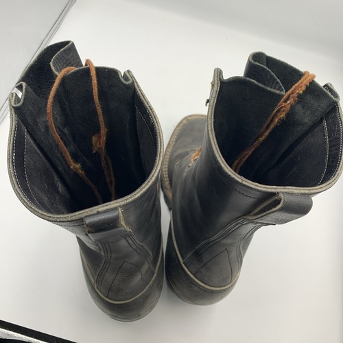 Vintage Whites Black Leather Logger Boots Handmade Fire Fighting USA Sz 8.5 FF - Picture 10 of 10